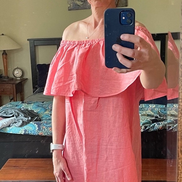 Jcrew Linen Cabana off the shoulder Tunic Beach Coverup - Picture 6 of 6